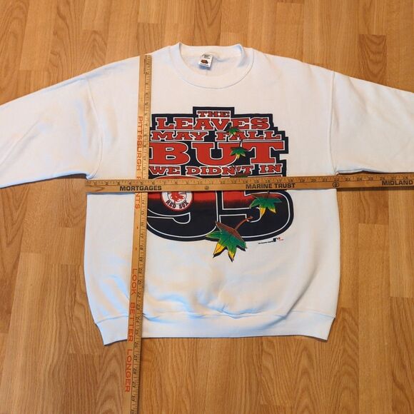 Boston Red Sox Sweatshirt Mens Large Leaves May Fall But We Didn't 1995 Vintage - Picture 2 of 8